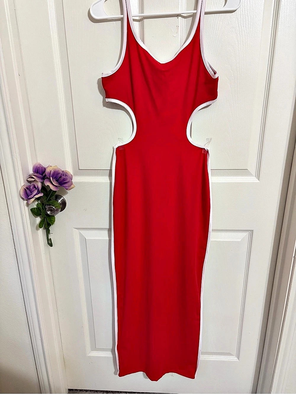 SHEIN Red Cutout Maxi Dress Size Small Like New